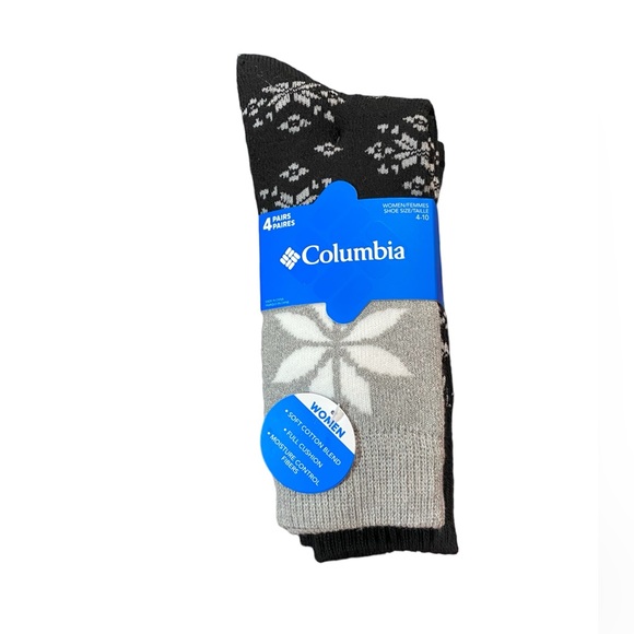New! Columbia 4 Pair Snowflake ❄️ Crew Socks - Picture 9 of 9